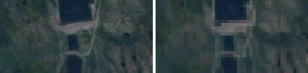 High-resolution vs low resolution version of the satellite image